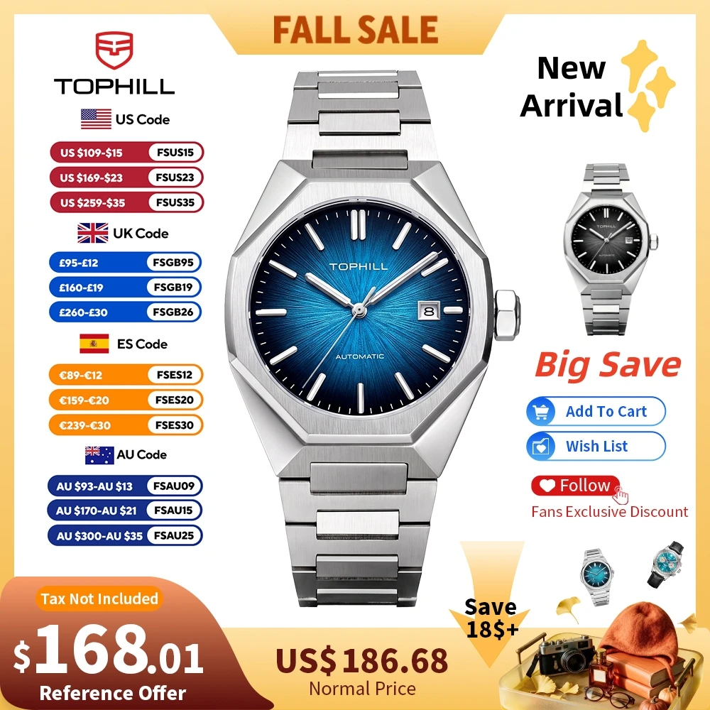 Butterfly Clasp Deployant - TOPHILL 39mm Miyota 8215 Mechanical Watches