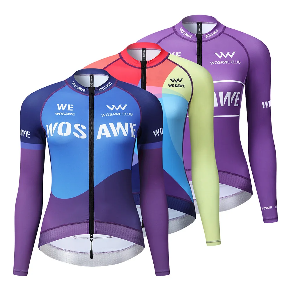 

WOSAWE Women Cycling Jersey Long Sleeve Anti-UV Reflective Quick Dry MTB Road Bike Shirt Slim Fit Summer Spring Bicycle Clothing