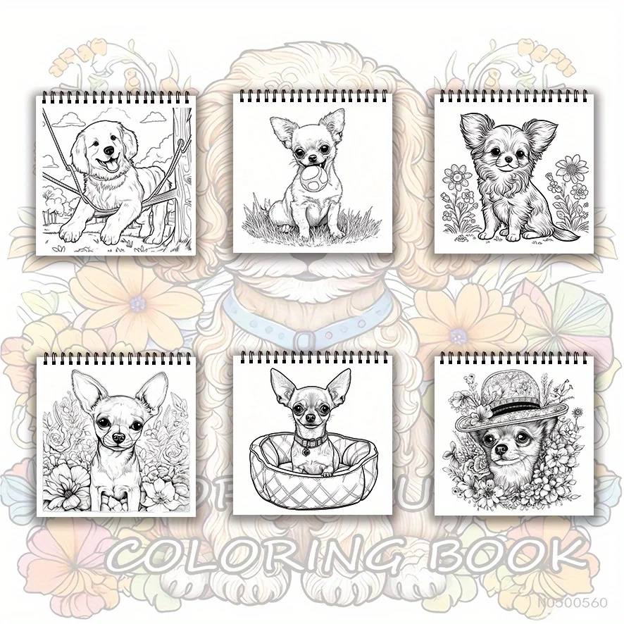 كتاب تلوين الجرو على شكل زهرة للبالغين - 8.27 × 8.27 بوصة، 22 صفحة، هو هدية مثالية لمحبي الكلاب.