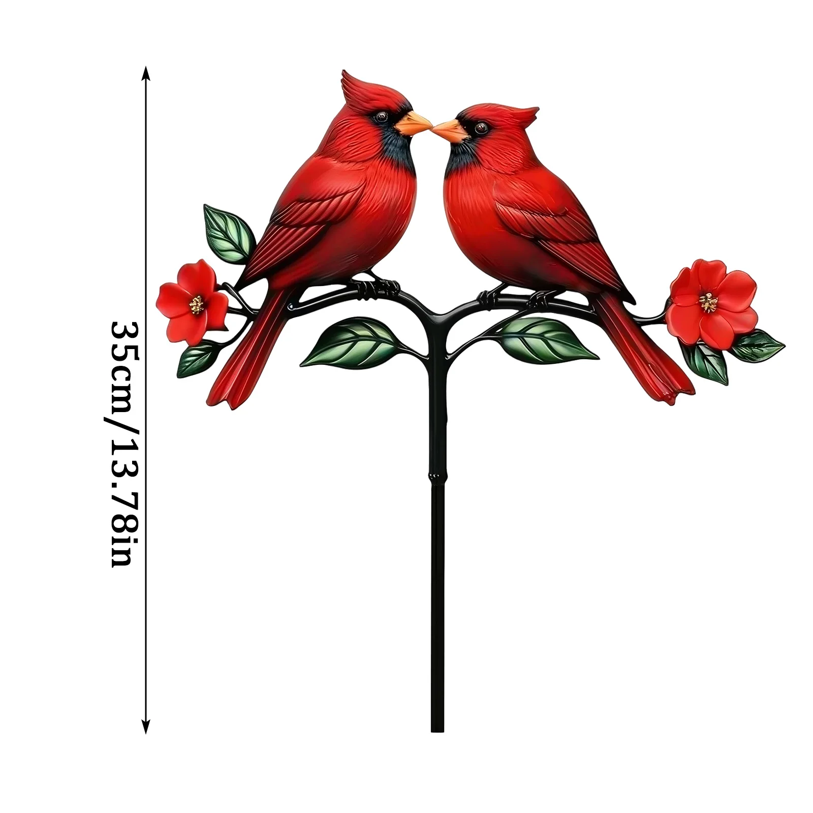 Red Bird Garden Stake Outdoor Decoration Rustic Iron Yard Art Beautiful Lawn Ornament Unique Flat Ground Insert view 6