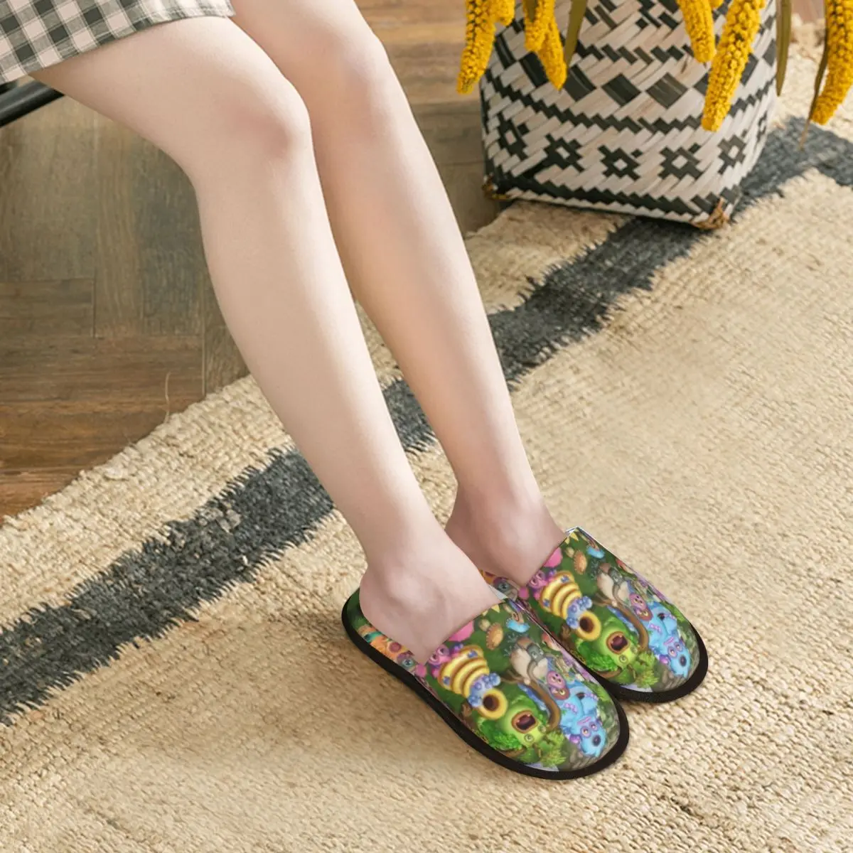 Mijn Zingende Monsters Muziekspel Anime Cartoon Huis Slippers Vrouwen Comfy Traagschuim Slip Op Spa Slip Schoenen