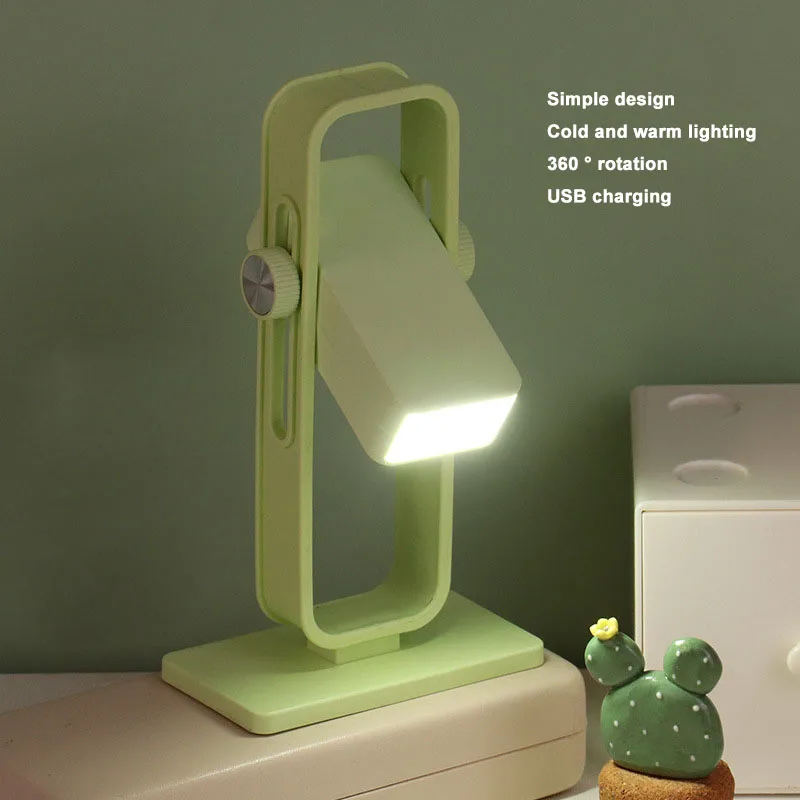 2 Colors LED Night Light USB Rechargeable Book Light Rota Reading Light Eye Protection Desk Light Bookmark Bedroom Read Lamp