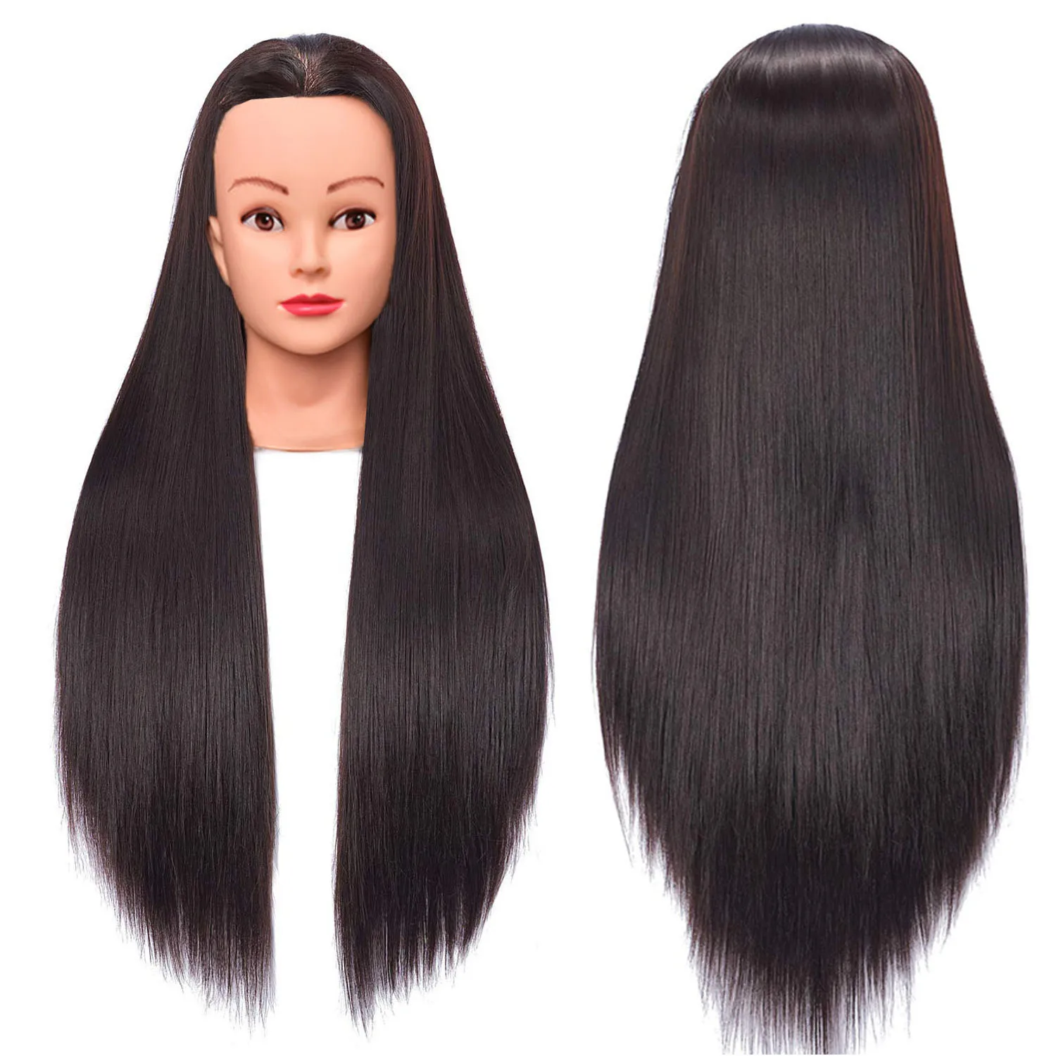 Synthetic Long Hair Training Head For Braid Hairdressing With Clamp Wig Stand Doll Head For Hairstyles Mannequin Head