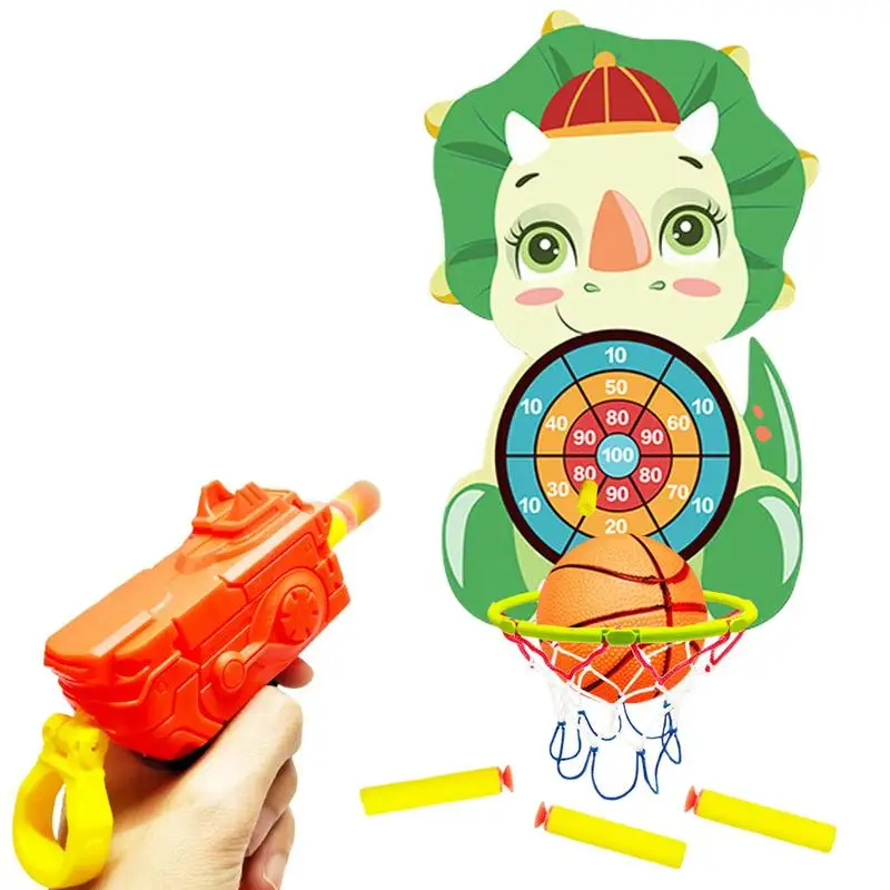 

Children Cartoon Animal Basketball Board Soft Bullet Sucker Dart Target Indoor And Outdoor Toy Dart Basketball Board 2 In 1