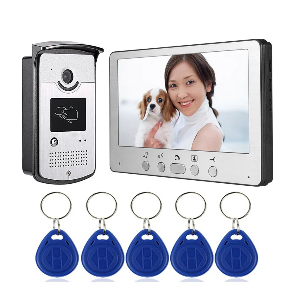 7-inch color visual doorbell outdoor unit ID card swiping night vision rain proof one-to-one visual video intercom