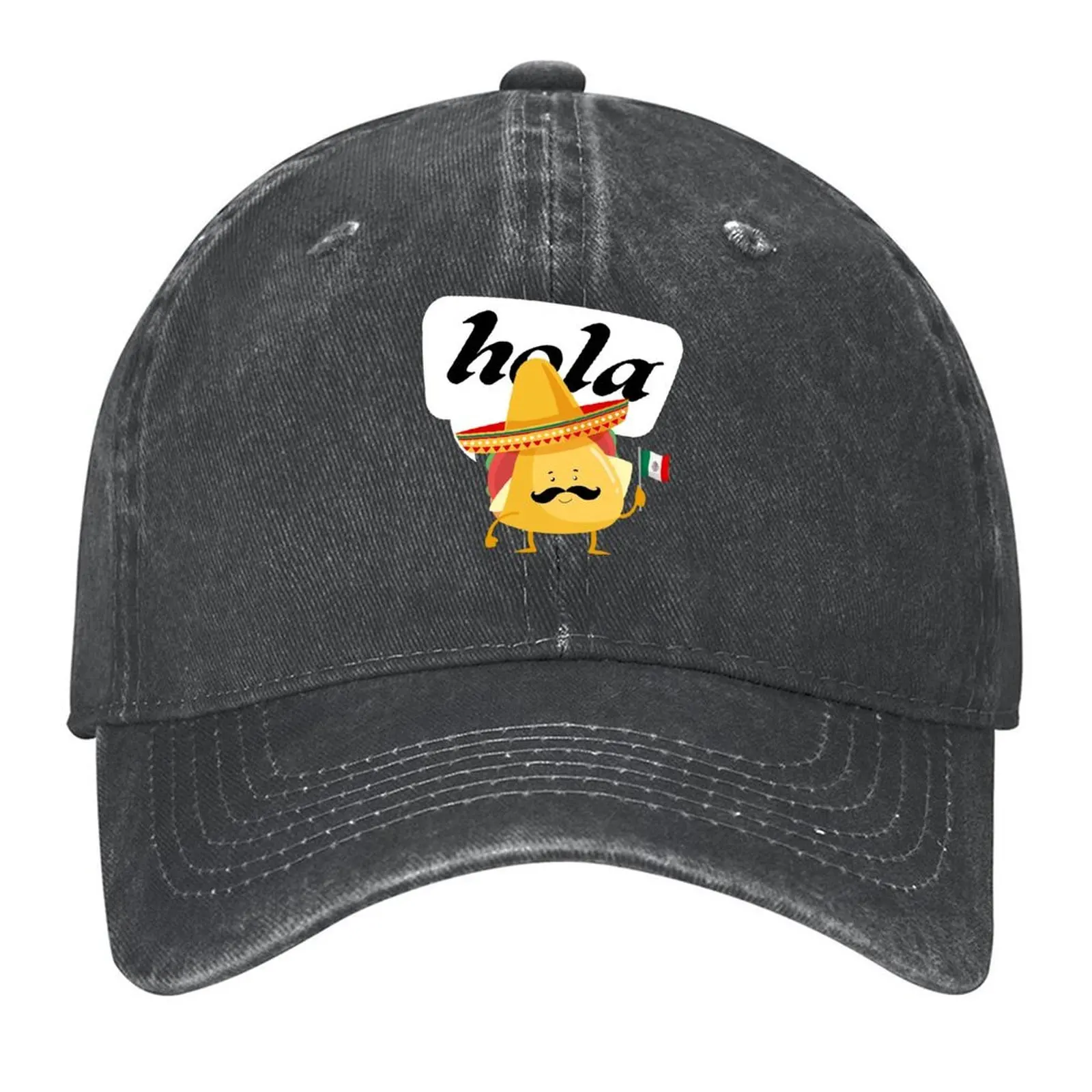 

Funny Mexican tacos food, Hola food lovers t-shirt Baseball Cap New In Hat Brand Man cap Winter hat Boy Women's