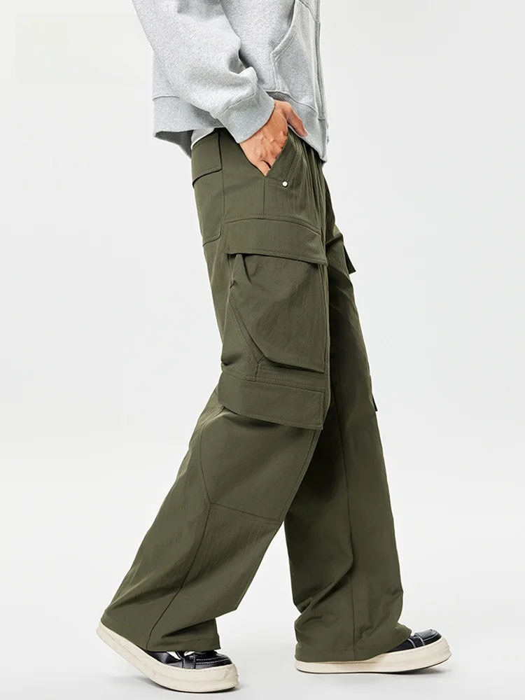

JFU American Retro Multi-ket Functional Work Pants Outdoor Casual Loose Straight Casual Long Trousers Paratrooper Sle