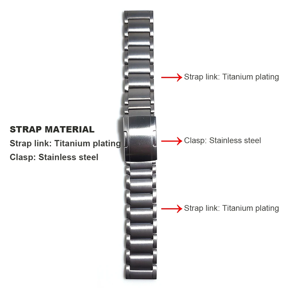 Titanium Metal 22mm Strap For Suunto Vertical Watch Band Folding buckle Watchband Bracelet Accessories, Black/Silver/Dark gray