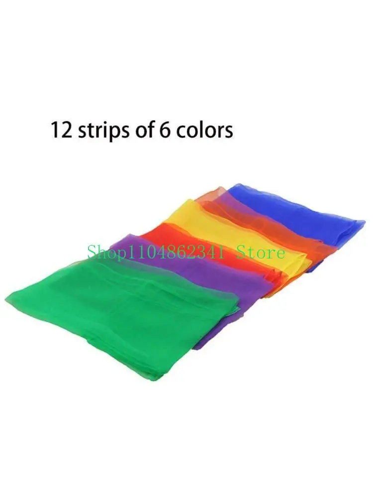 

652F 12Pcs 6 Colors Dance Scarves Square Scarf for Juggling Kindergarten 24 x 24 Inch