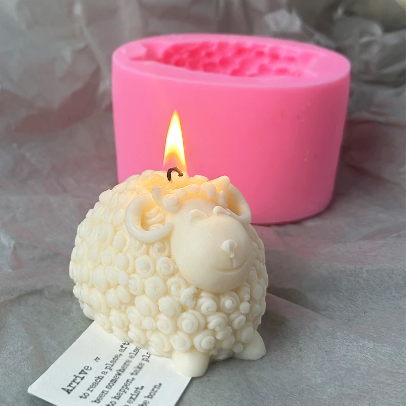 3D Small Sheep Silicone Candle Mold Handmade Animal Aromatherapy DIY Soap Plaster Resin Mould Making Supplies Cake Baking Tools