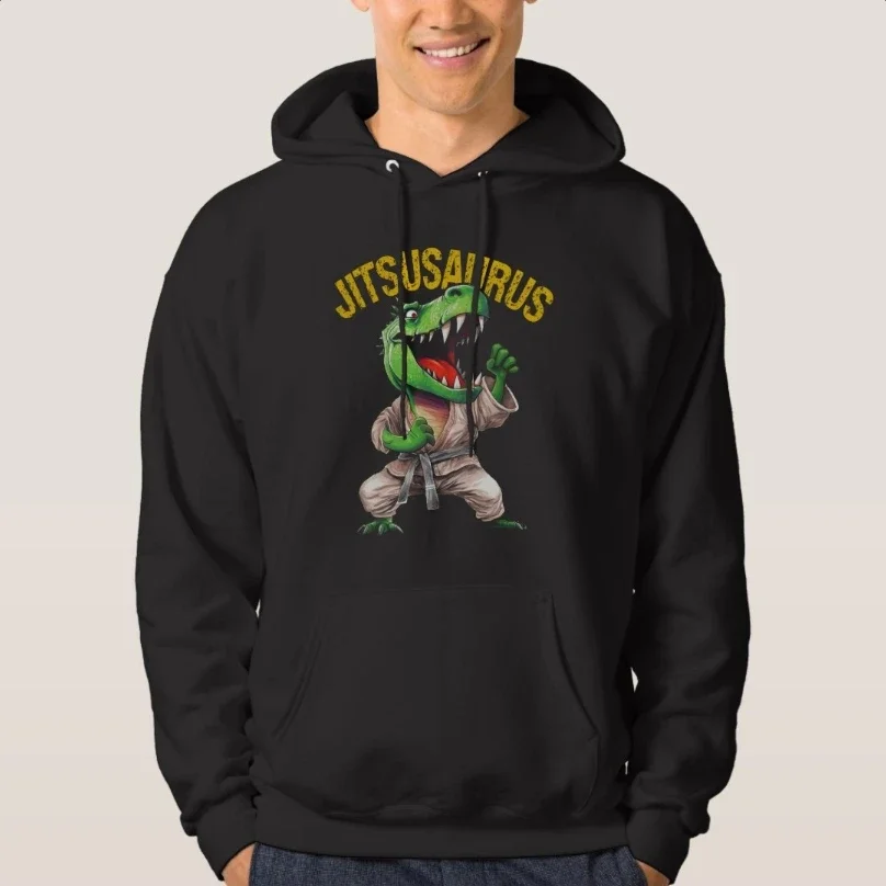 Jitsusaurus Brazilian Jiu Jitsu Dinosaur T-Rex Martial Art Pullover Hoodie New 100% Cotton Comfortable Casual Mens Sweatshirts