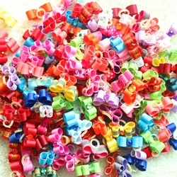 100PCS Hand-made Dog Bows Exquisite Fashion Hair Bows For Small Dogs Rubber Band Pet Dog Grooming Accessories Dog Supplies