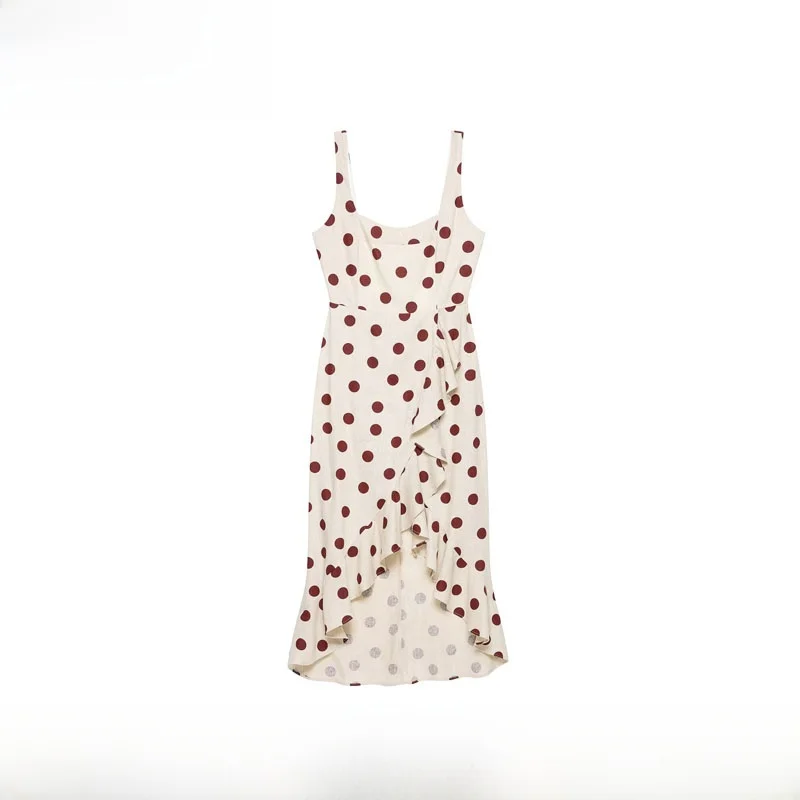 

Spring Summer New Arrival Women's Fashionable Polka Dot Mixed Fabric Midi Dress Versatile City Commute Casual Party Dress