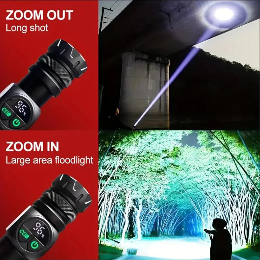 High Power Tactical Rechargeable Led Flashlight Long Range 80W Powerful Lantern Usb Rechargeable Emergency Magnet Camping Torch