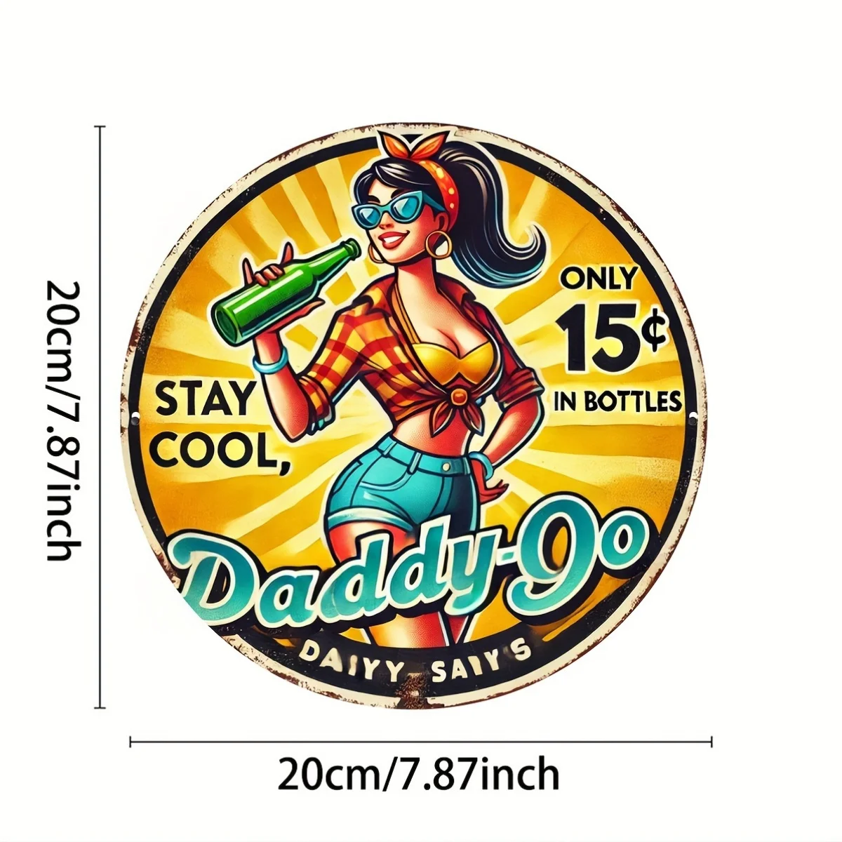 1pc, 8x8 inches (20x20cm) Round Aluminum Wall Art Sign, 