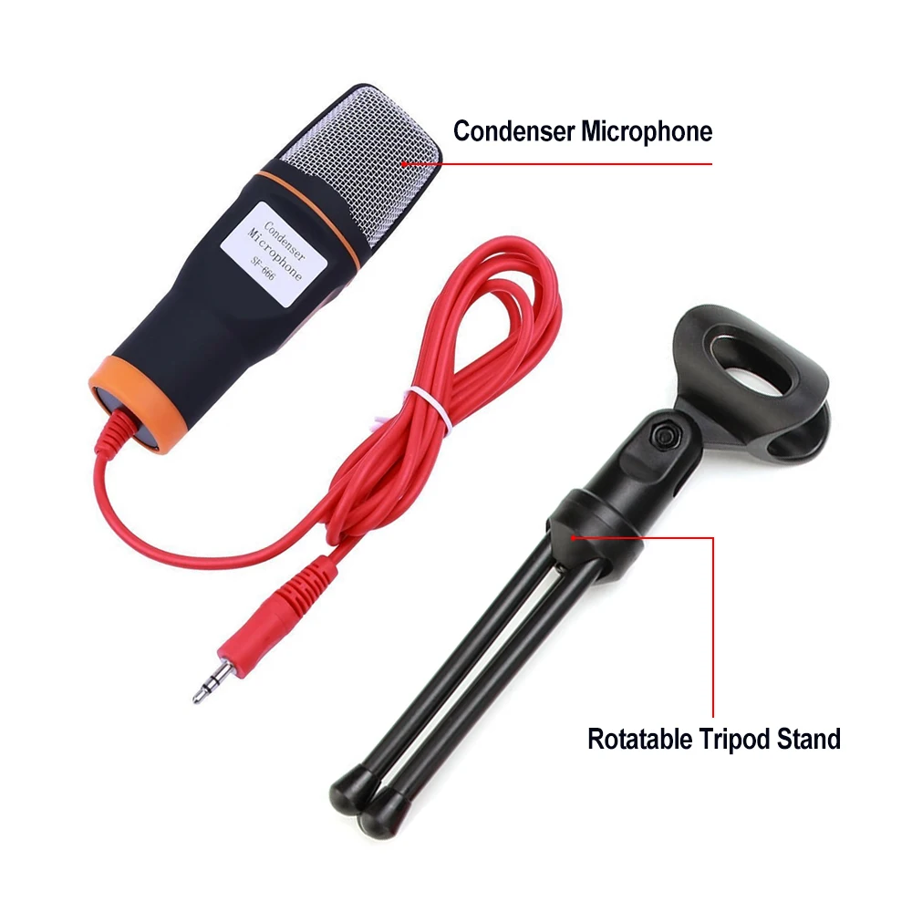 Wired Computer Microphone Portable Plug Play Studio Podcast Singing Recording Noise Reduction Desktop Condenser Sound Microphone