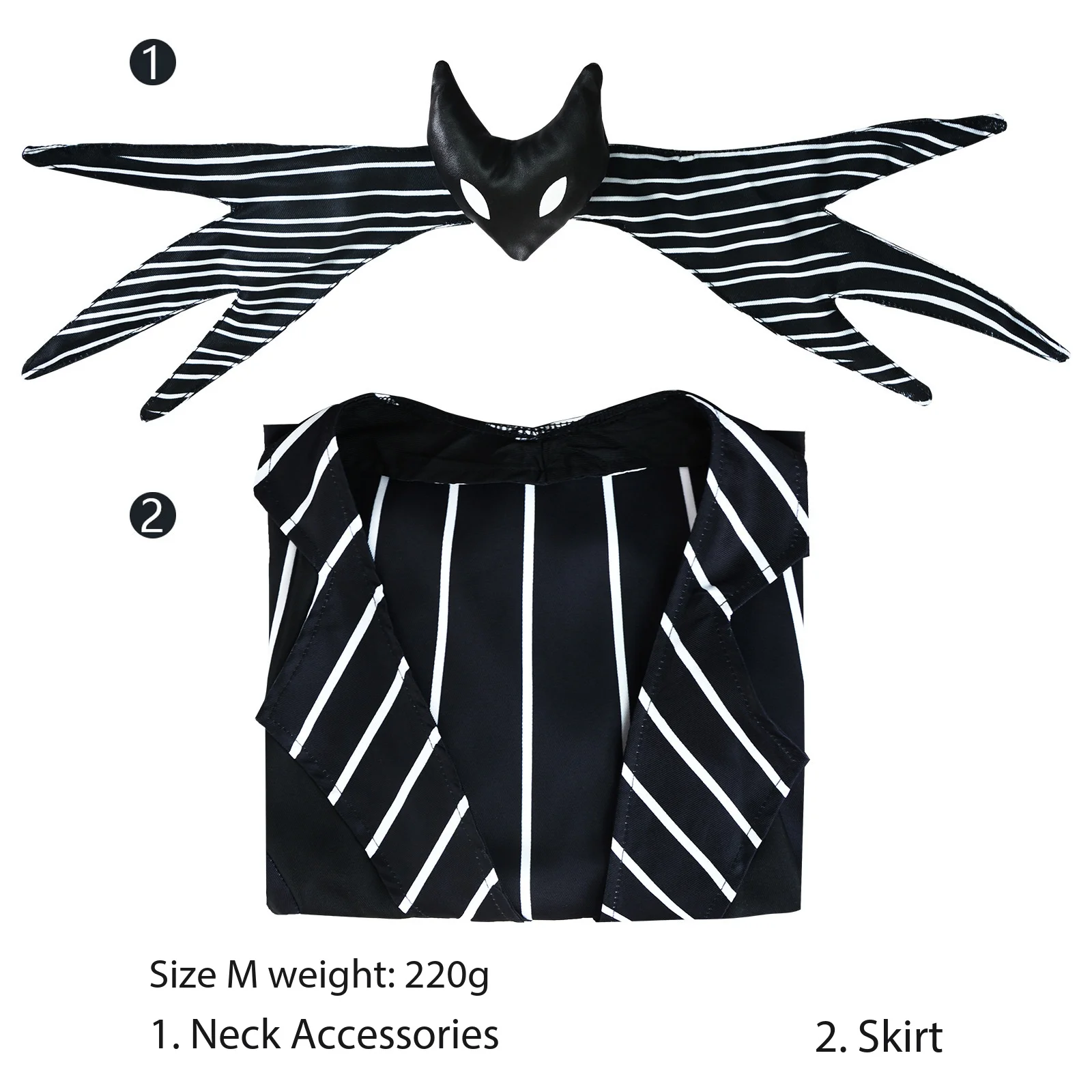 The Nightmare Before Christmas cosplay outfit, gender-swapped Jack cosplay costume, Jack Skellington Halloween outfit view 2