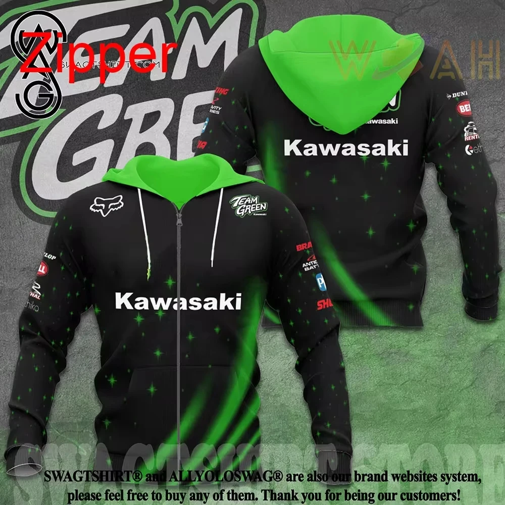 Kawasaki Motorcycle Racing Team Men Zipper Hoodie 2024 New Fashion Women Oversized Sweatshirt Spring Autumn Children Jacket Coat