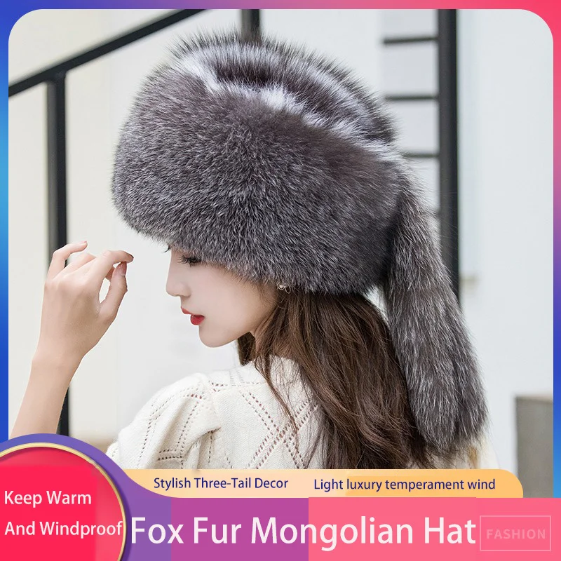 Fur hat winter fox hair Mongolian Hat Winter mink warm ear protection northeast ski hat fashion version