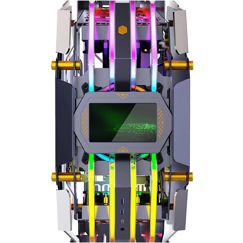 Lovingcool High-End-Unterstützung für 360-Grad-Aio-Wasserkühler, Computergehäuse, EATX ATX, Voll-LED-DIY-Gaming-PC-Gehäuse mit zentralem Steuerbildschirm Ansicht 2