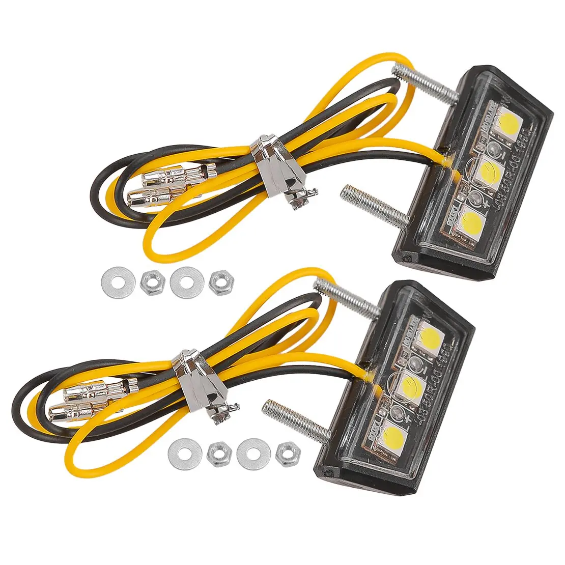 2Pcs Universal White 3LED Motorcycle License Plate Light Mini Rear Tail Number Tag Lamp