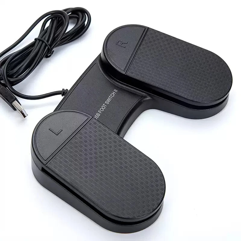 Dual USB Game Foot Pedal Switch, Metal Pedal Supports Keyboard & Mouse Simulation view 4