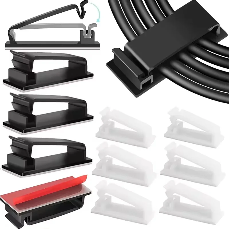 Self Adhesive Cable Management Clips Cable Organizers Wire Clips Cord Holder For Home Office TV Ethernet Cable USB Cable Winder