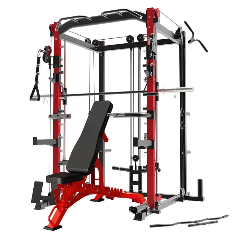 

Portable Anti-Scratch Power Rack Smith Machine Tailored Multi-Function with Non-Slip Rubber Feet Stationary Equipment