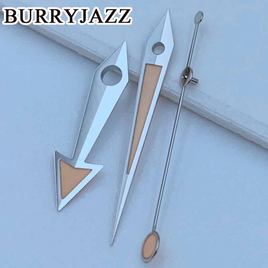 BURRYJAZZ NH35 NH36 NH38 7S26 7S36 4R35 4R36 Watch Hands Silver Orange Hands Green Luminous
