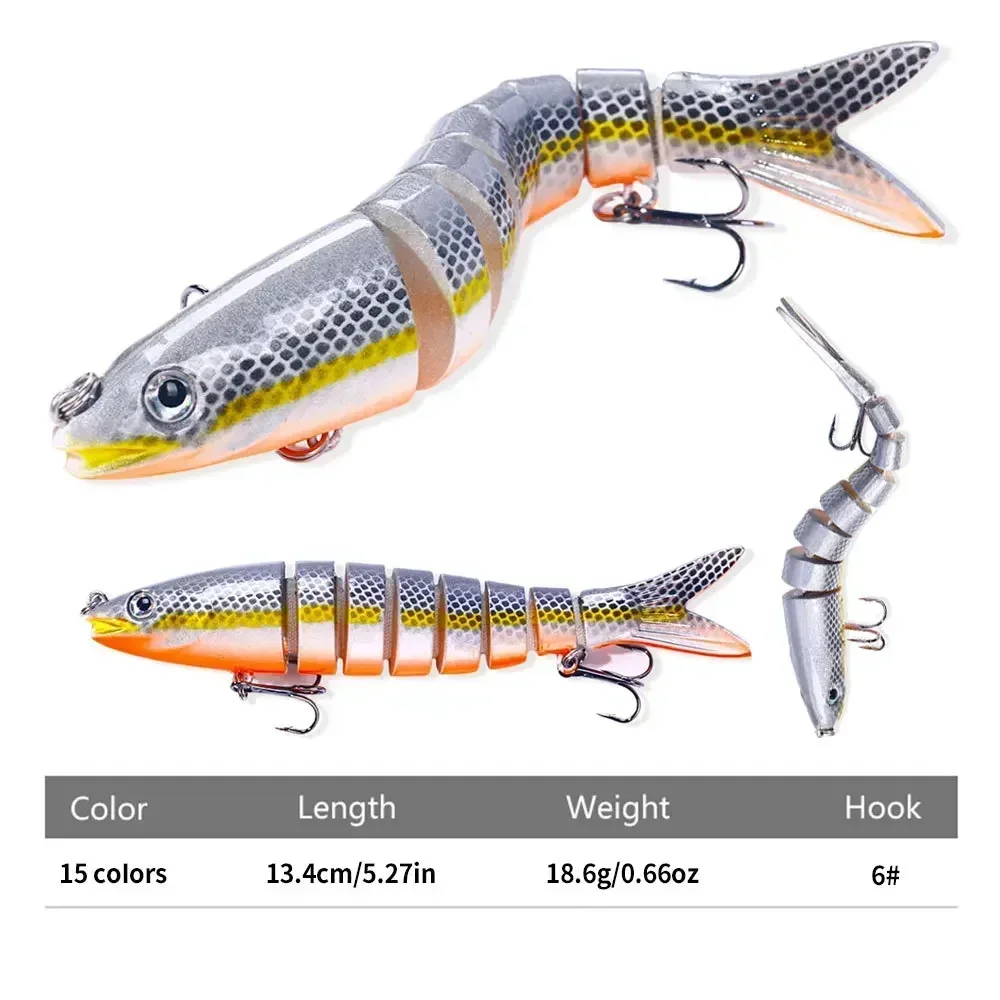 13.4 centimetri Minnow Wobblers Luccio Esche Da Pesca Artificiali Multi Snodate Sezioni ArtificiaHard Bait Traina Bass Carpa Strumenti