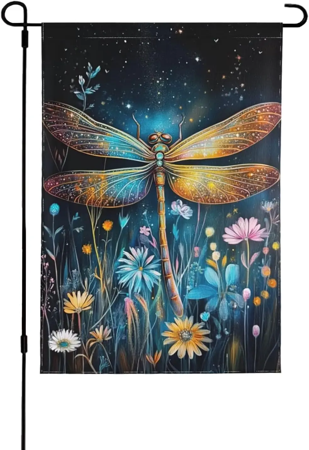 Watercolor Dragonfly and Floral Garden Flags 12×18 Inch Double Sided Decorative Yard Banner Seasonal Flag for Outdoor Outsid yyi
