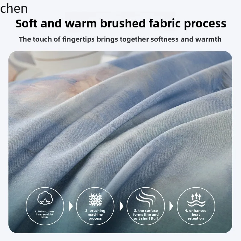YFY pure cotton printed brushed four-piece set floral all-cotton skin-friendly bed sheet duvet cover bedding set