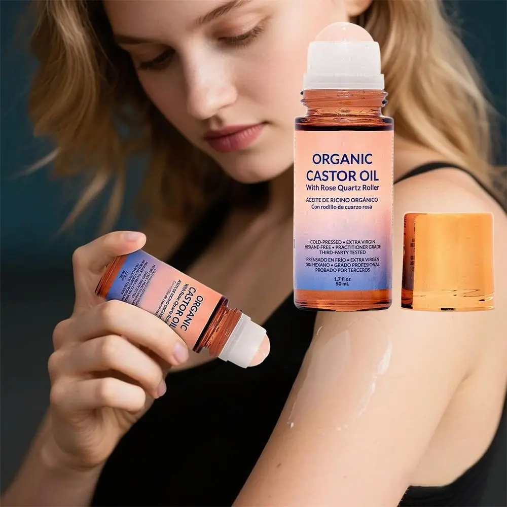 

with Rose Quartz Roller Organic Castor Oil Moisturizes Pure Extra Body Oil Redues Fine Lines and Wrinkles Hexane-Free