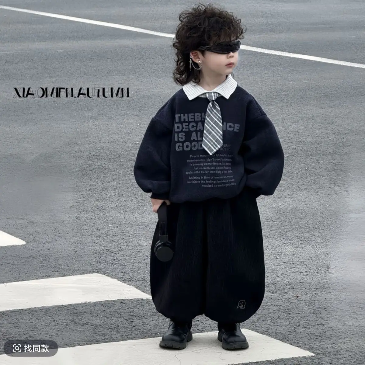 2PCS set Autumn Winter Baby Boys Clothing Thick Plus Velvet Shirts Top Tie+Corduroy Pant Kids Suit Children Handsome Streetwear