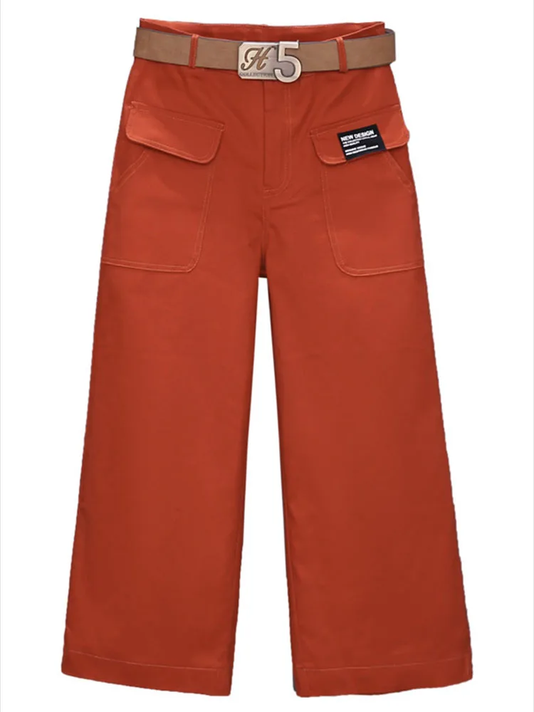 Donna 2025 nuovi popolari pantaloni a gamba dritta a vita alta e gambe larghe in primavera e autunno pantaloni casual a nove punti alla moda