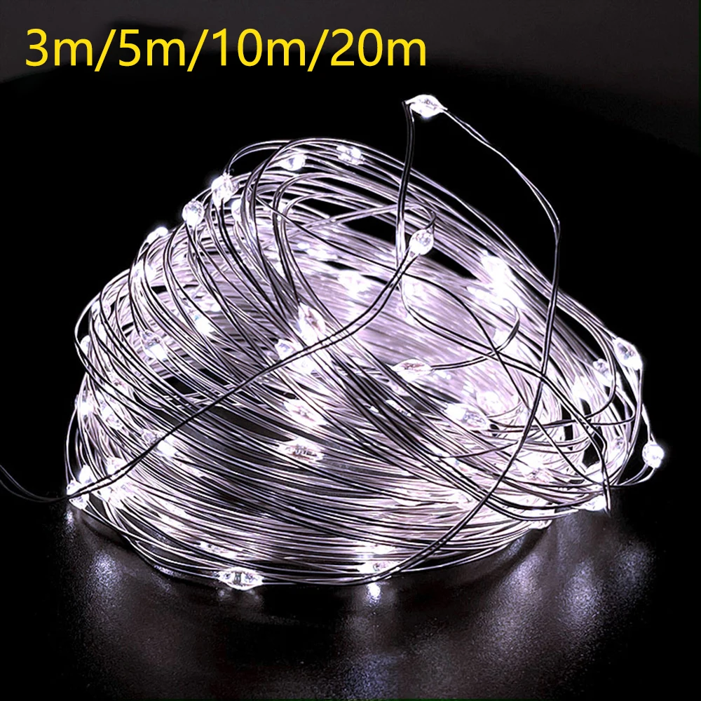 1-20m LED String Light Garland Copper Wire Fairy Lights Outdoor Home For Yard Garden Tree Wedding Party Christmas Decoration