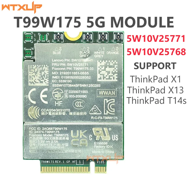 T99W175 5G M.2 5G Card FRU 5W10V25768 5W10V25771 X55 5G Modem For ThinkPad X1 Carbon 9th Gen X1 yoga 6th X1 Titanium X1 Fold X13