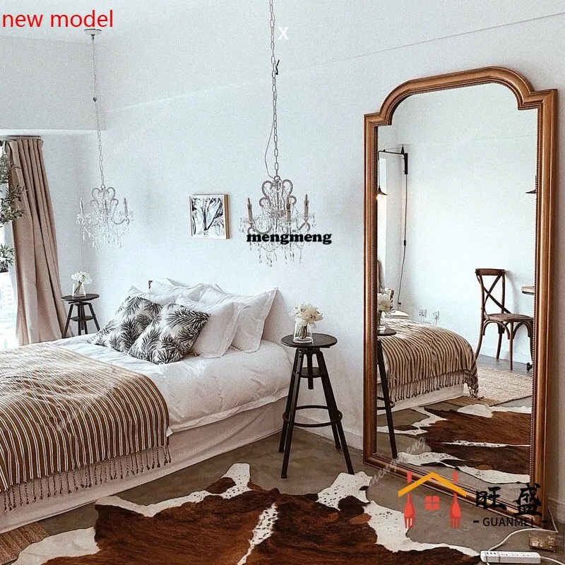 H134 European retro floor-to-ceiling full-length mirror bedroom French wall-mounted floor-to-wall full-length mirror