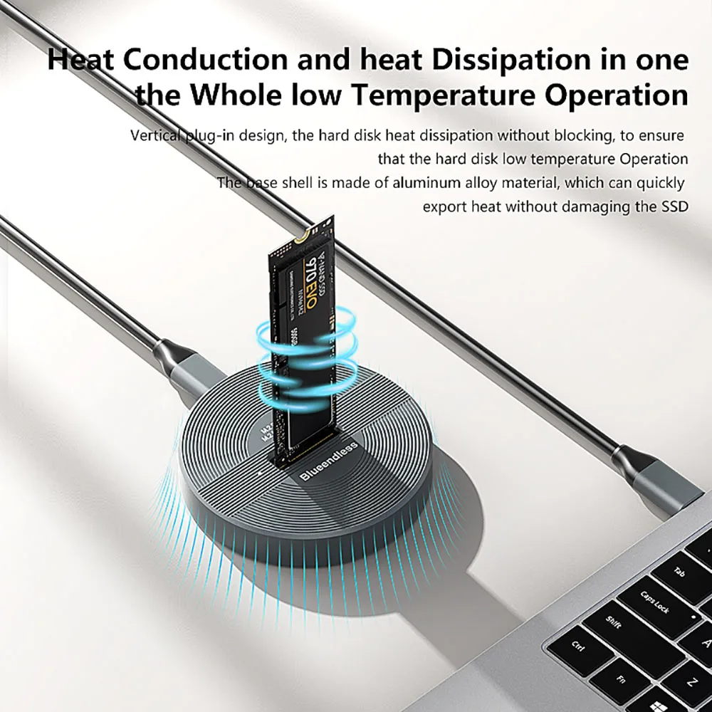 M.2 듀얼 프로토콜 NVME SATA SSD 도킹 C타입 USB 3.1, 2 세대 10Gbps 고속 전송 SSD 케이스, 외장 NVME NGFF SSD 인클로저