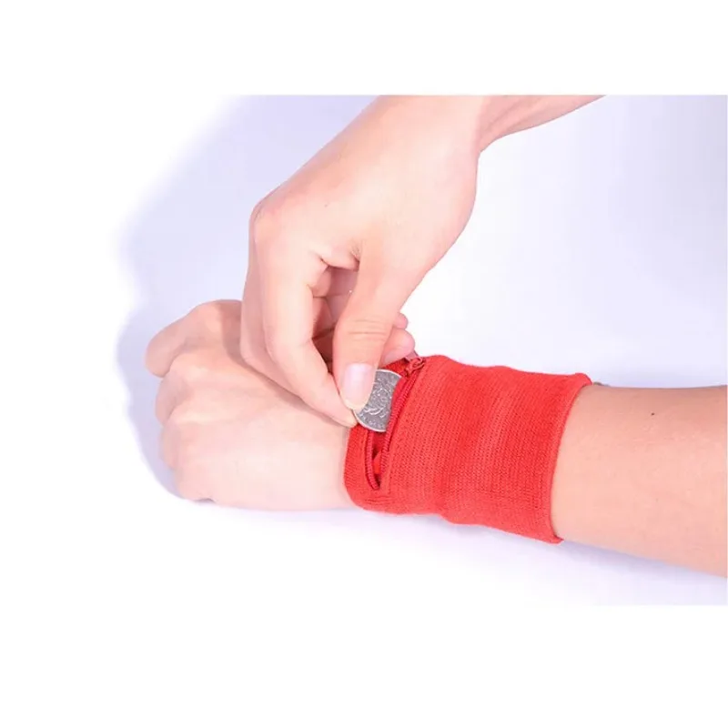 Unisex Wristband Coin Key Storage Zipper Pocket Sports Wrist Wallet Fitness Running Basketball Wrist Sheath Wrist Brace