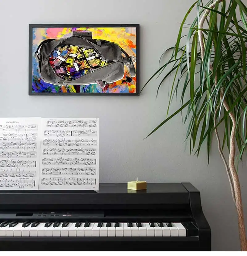 the Bag Money Wall Art Posters and Prints Street Art Picture for Living Room Home Decor Graffiti Art Canvas Painting Secure
