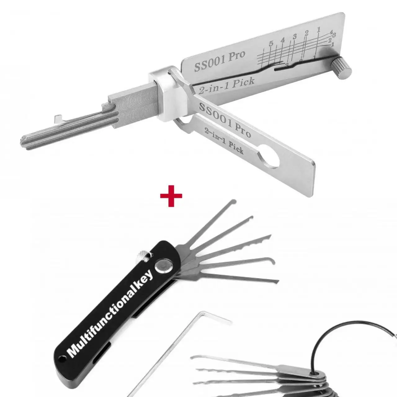 lishi 2 in 1 SS001 Pro Civilian Tool Multifunctional Unlocking Hook Disassembly Kit+21Pcs Compact Unlocking Sleeve Rust Proof