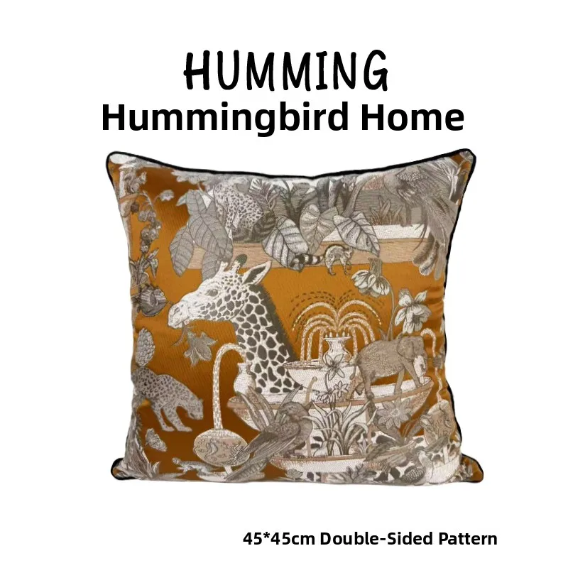 

High Precision Embroidery Pillowcase Orange New een Floral Pattern Animal Par Theme Home Decorative Cuion Cover Polyest...