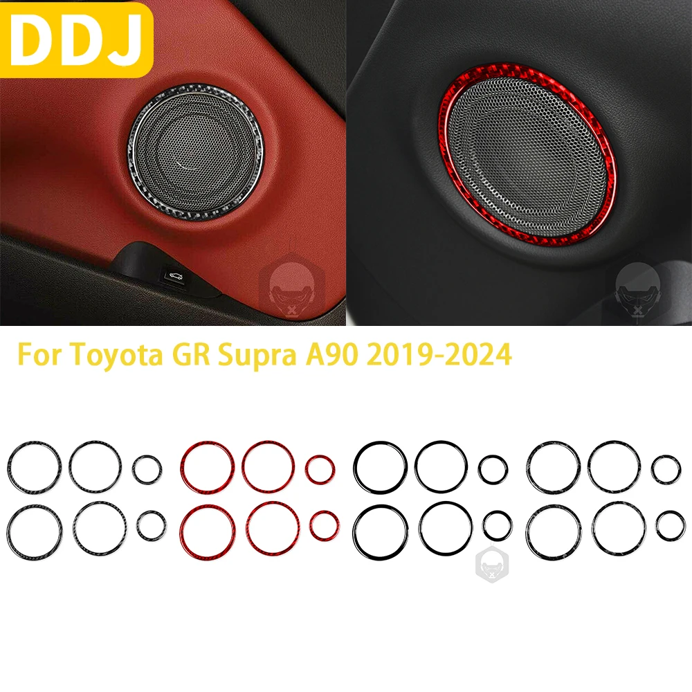 

For Toyota GR Supra A90 A91 MK5 2019 2020 2021 2022 Accessories Carbon Fiber Car Interior Horn Ring Trim Sticker Decoration