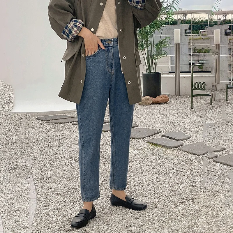 

Утягивающие джинсы с высокой талией, джинсовые брюки, универсальные длинные брюки для женщин, осень-зима, с талией