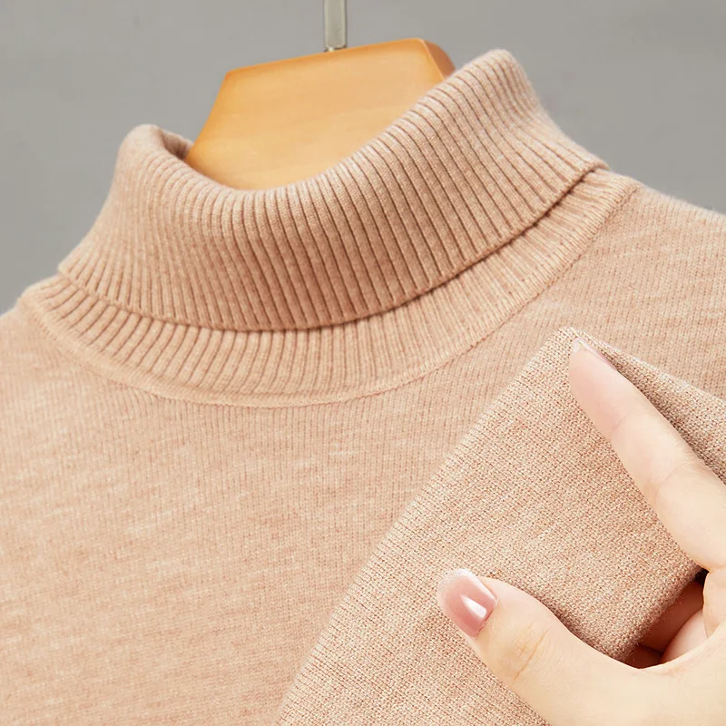 Autumn Winter Slim Fit Turtleneck Sweater Men Solid Color Warm Knitting Pullovers Male Casual Knitwear Long Sleeve Pullovers Man