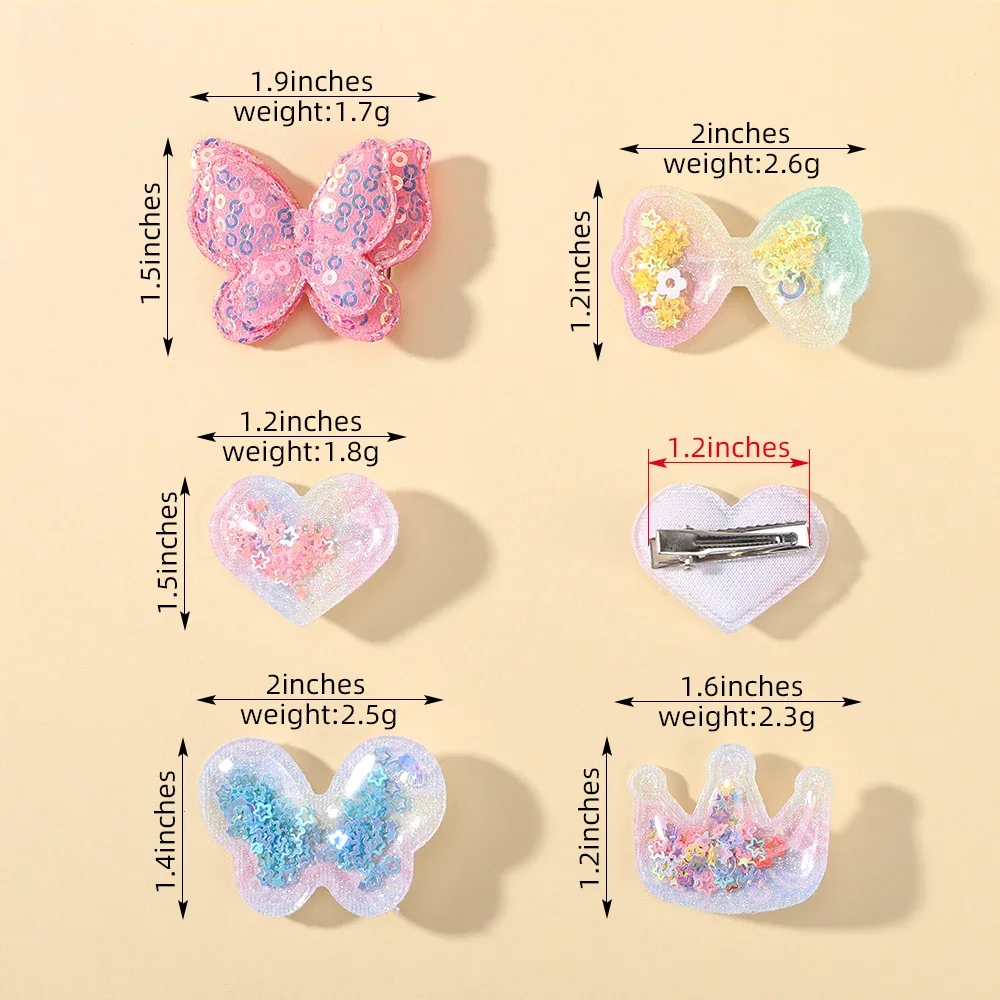 3/6pcs Children\'s Cartoon Hair Clip Set Rabbit Crown Flow Sofa Clip Sequin Headwear Butterfly Hairgripes Lovely Girls Hairpins