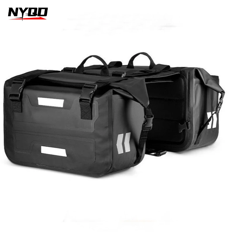 Large Waterproof Motorcycle Saddlebags Touring Tail Bag Helmet Storage Side Pannier Luggage Set for Long Distance Riding