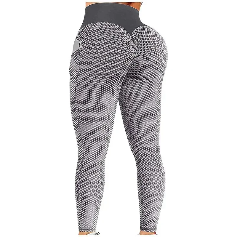 Honeycomb Yoga Sexy Peach Hip High Waist Women Jacquard Comfortable Breathable Elastic Sports Fitness Tight Buttocks Leggings