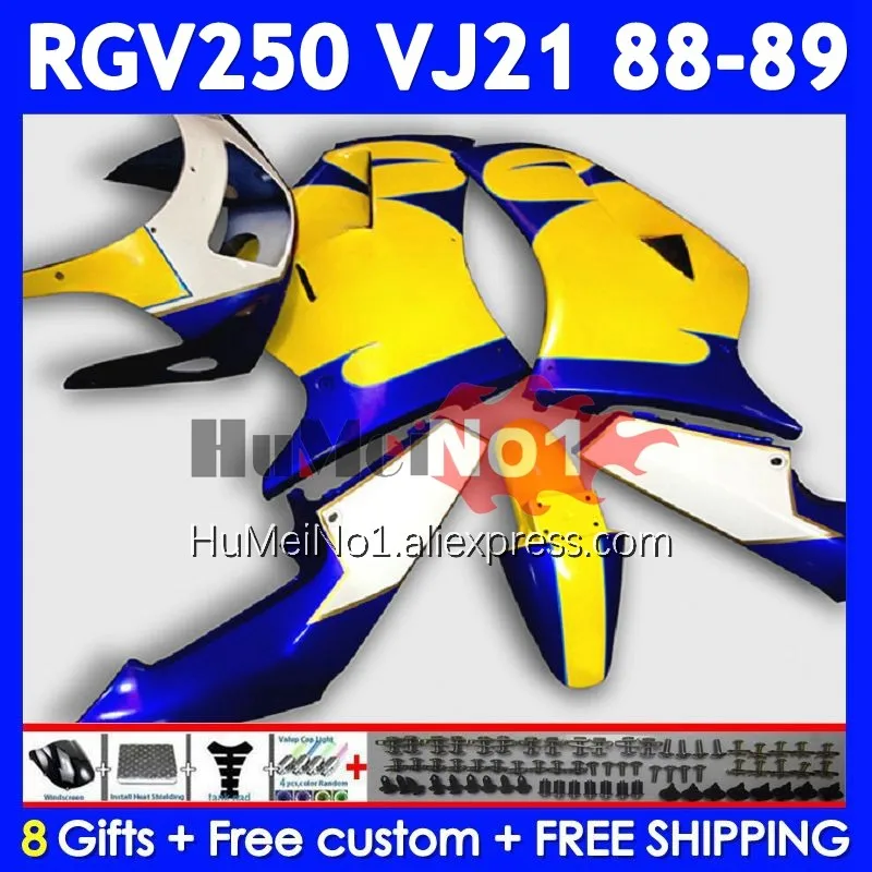 Body Kit For SUZUKI SAPC VJ21 RGV250 RGVT250 VJ Yellow blue 21 88-89 108No.23 RGV-250 RGV 250 RGVT-250 88 89 1988 1989 Fairing